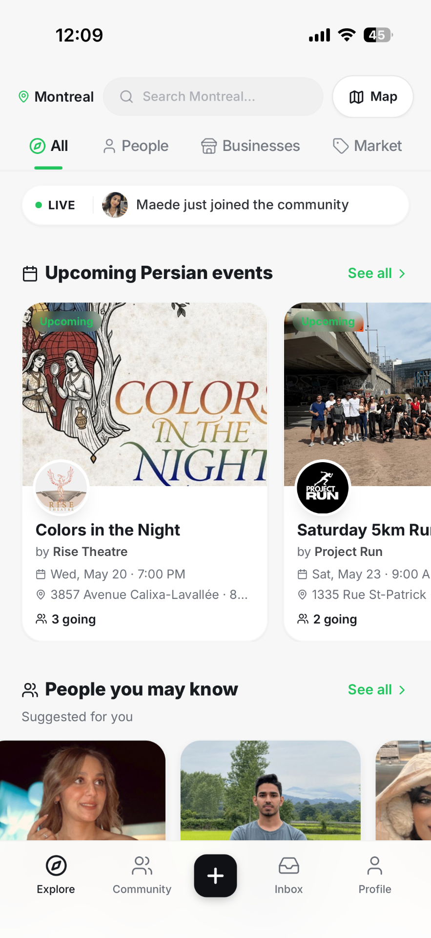 Irooni app — explore Iranians, businesses, events and listings in Montreal